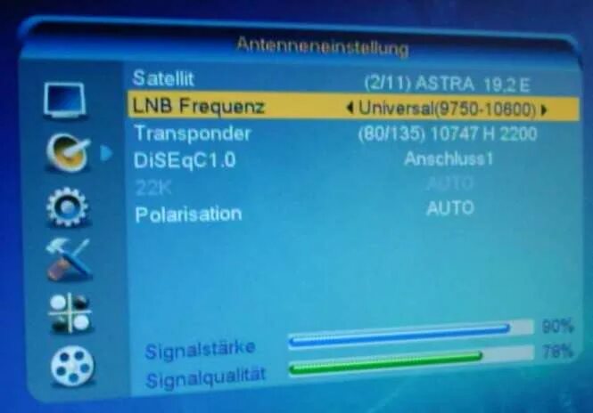 LNB in на ресивере. LNB 9750/10600. Разболтался LNB 1 in на ресивере. Частота LNB Триколор.