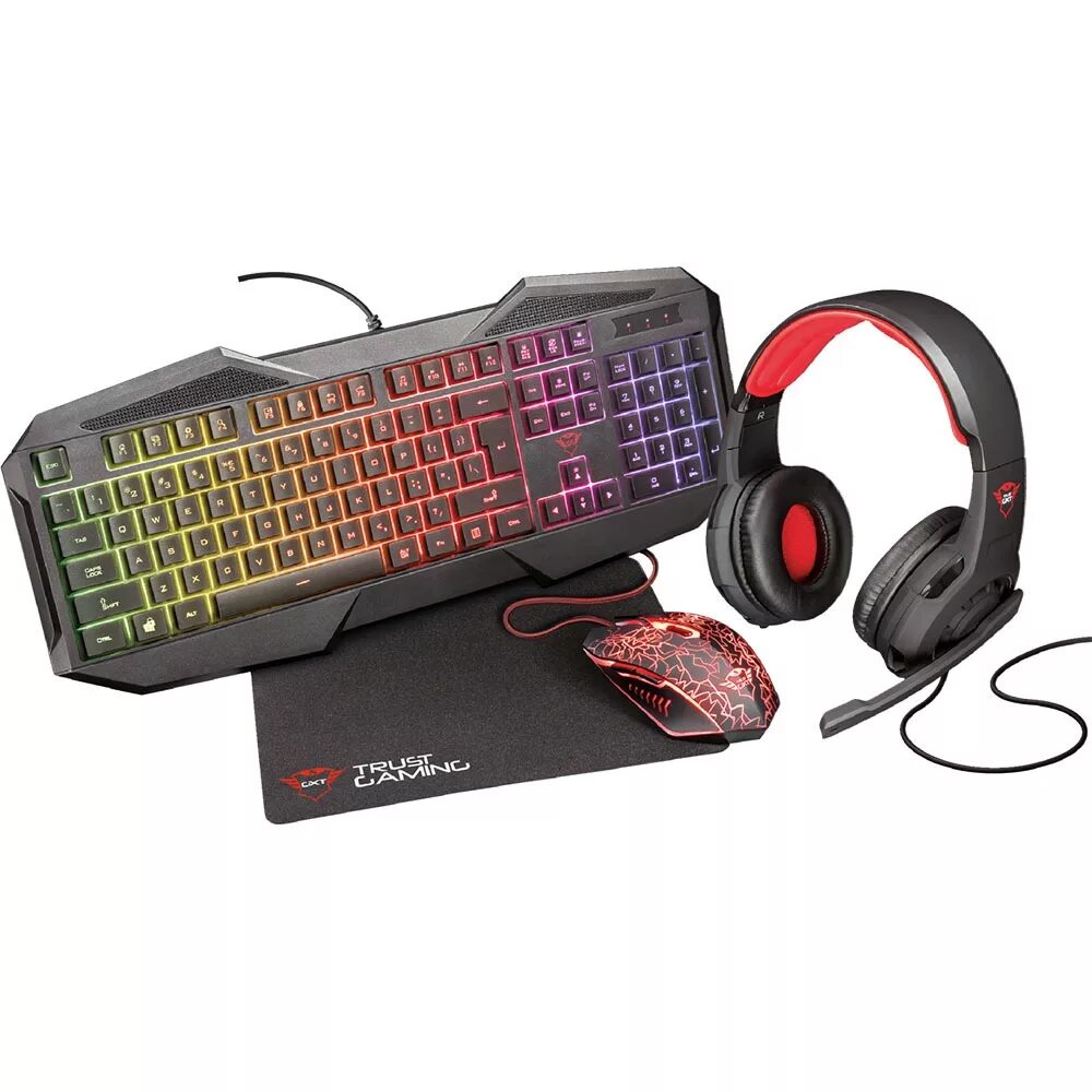 Игровые наборы клавиатура мышь. Trust gxt 788 4 in 1 gaming bundle. trust gxt. gxt мышка. клавиатура и мышь trust gxt 788 black usb.