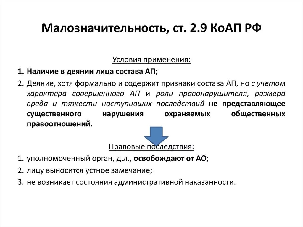 Коап 2.9 малозначительность