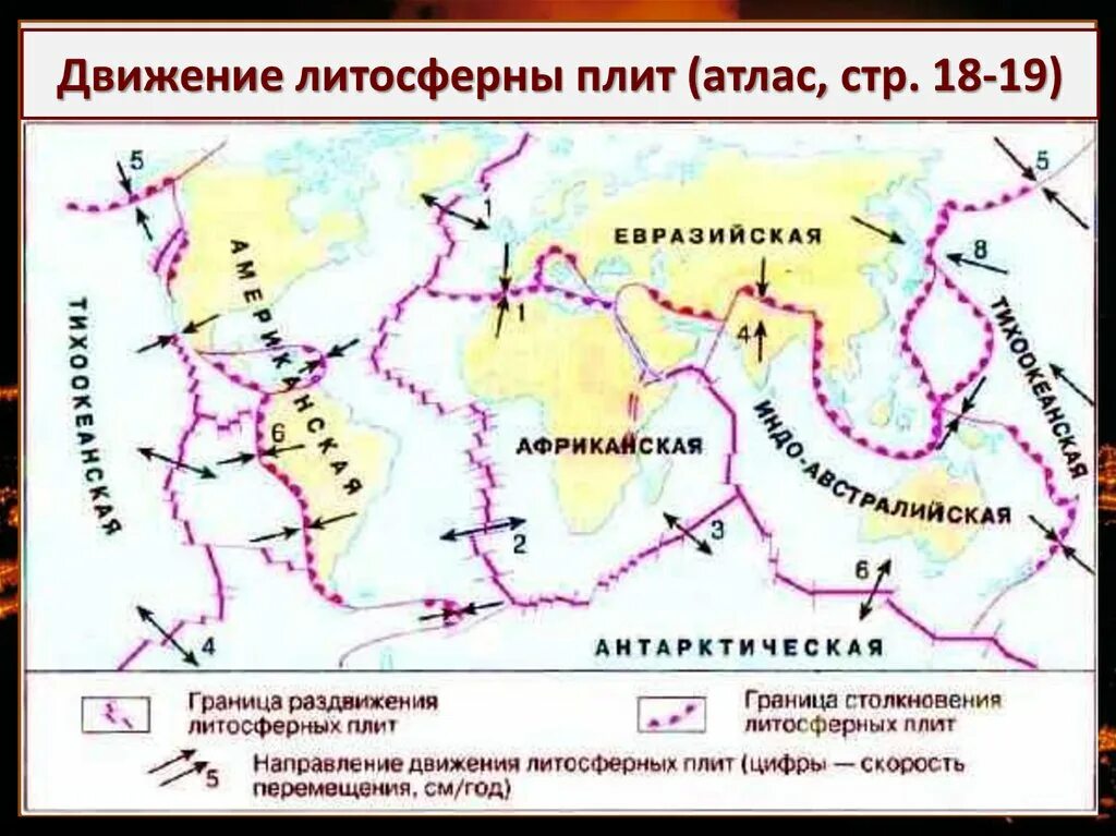 Под действием каких сил движутся литосферные плиты. Направление движения литосферных плит. Границы литосферных плит география. Скорость движения литосферных плит на карте. Семь крупнейших литосферных плит.