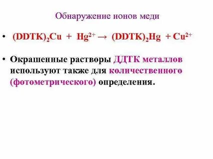 Определение ионов меди в растворе
