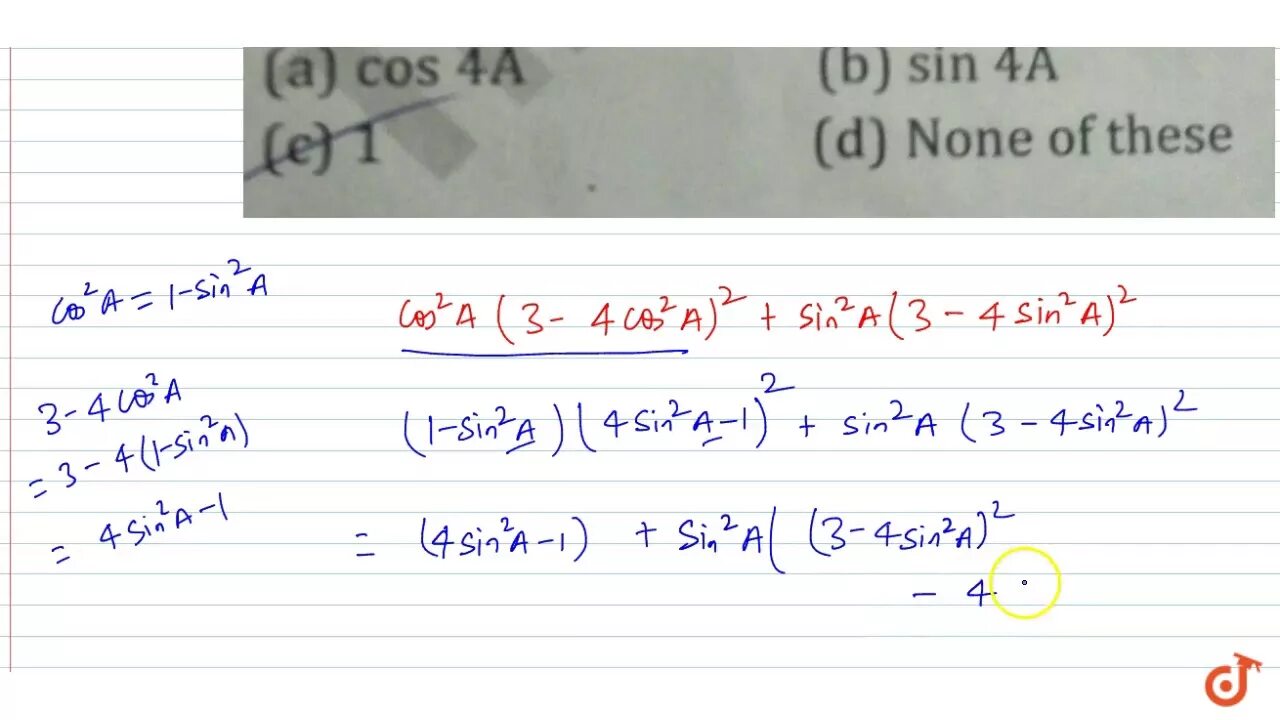 Cos 4 a. Cos 4 a
