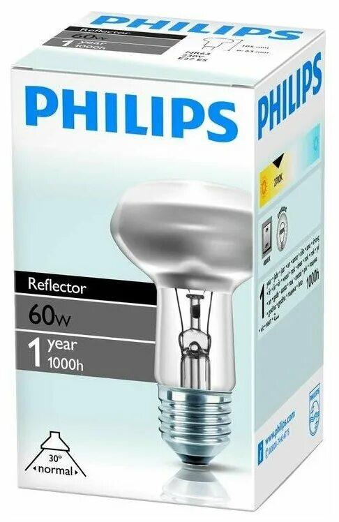 Филипс 60 отзывы. Лампа Philips r63 60w e27. Philips лампы накаливания 60 Вт. Лампа накаливания Philips Reflector 30d 1ct/30, e27, nr63, 60вт. Лампы накаливания Филипс 60 ватт.