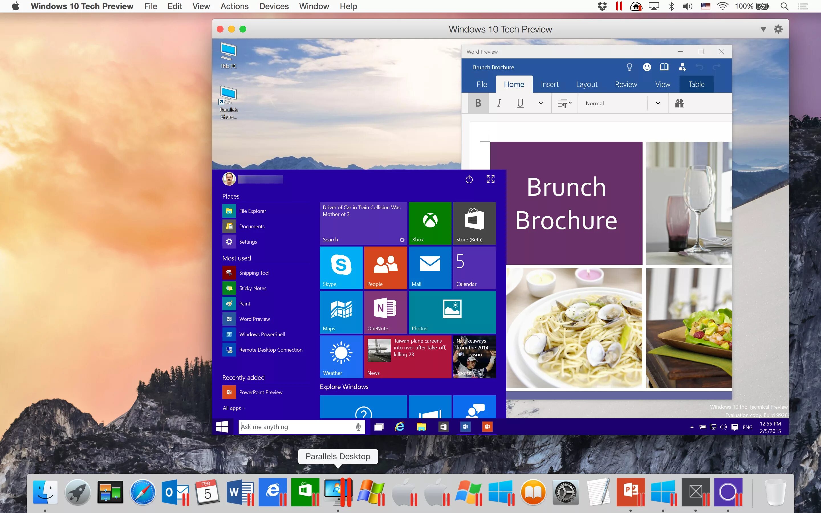 Tech windows. Windows 10 technical preview. parallels desktop для mac. parallels desktop для windows. windows на маке.