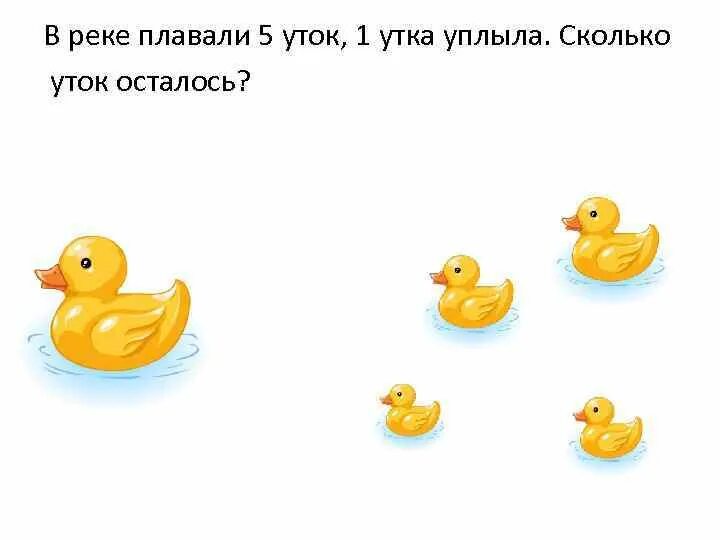 Пять уток. Утка уплывает. Уточка плывет. Сколько уточек на картинке правильный ответ. Сколько уток на картинке правильный.