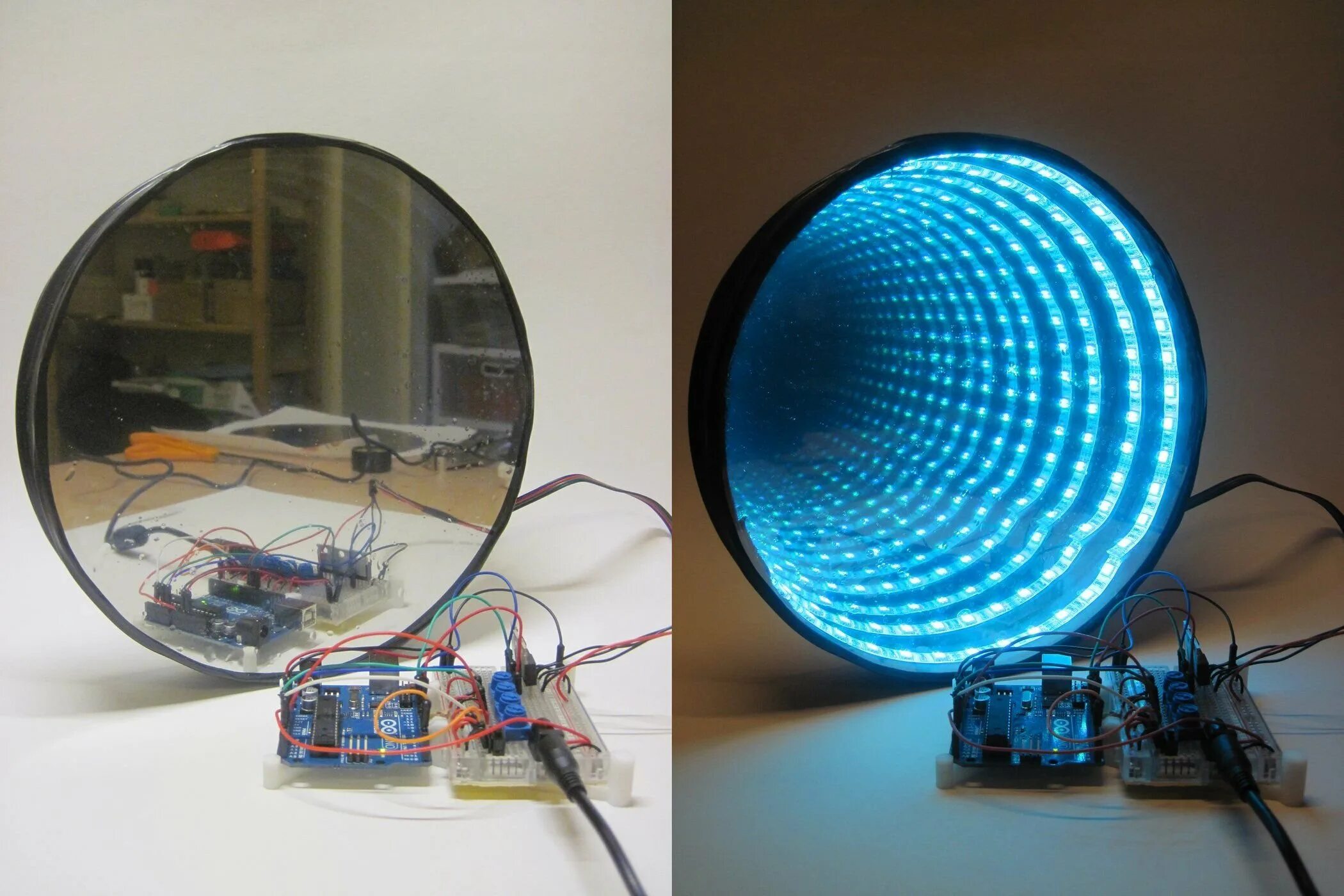 RGB led Arduino Projector. Светильник из диодной ленты. Самоделки со светодиодами. Самодельный светодиодный светильник.