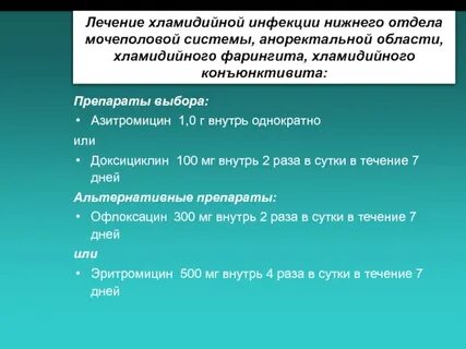 Хламидийная инфекция по утвержденным