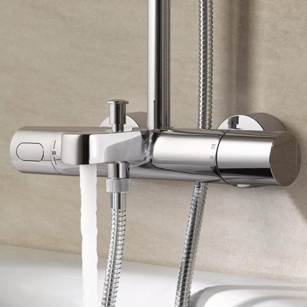 Система смесителем изливом. Душевая стойка Grohe Euphoria 27475001. Душевая стойка Grohe Euphoria 260 27475001 хром. Душевая стойка Grohe Euphoria 260 27475001. Душевая стойка Grohe Rainshower System 210 27641000 хром.