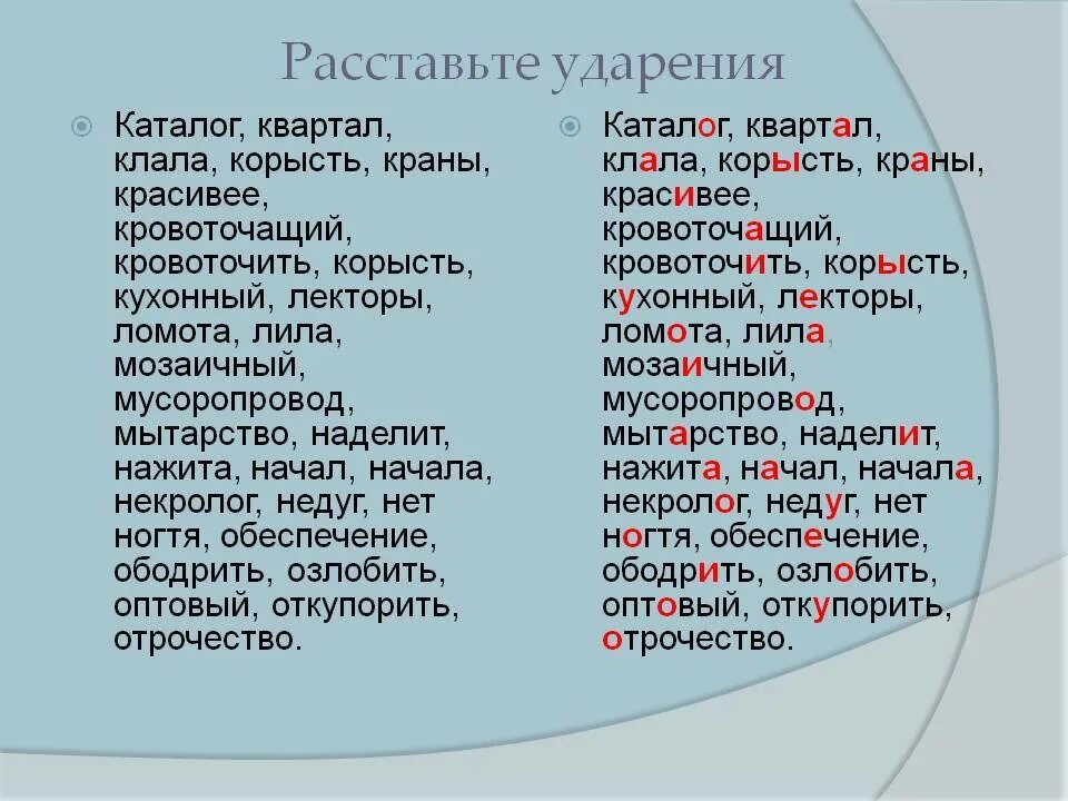 Как правильно расставлять ударение