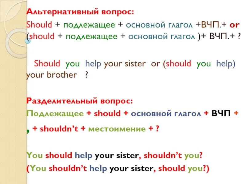 6 альтернативных вопросов. Вопросы с should. Вопрос с модальным глаголом should. Альтернативный вопрос схема. Alternative questions в английском.