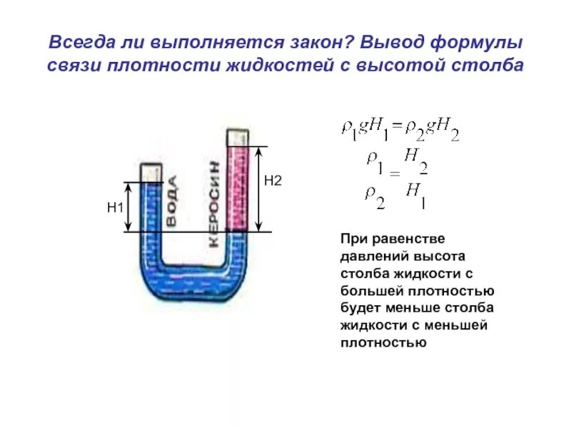 Давление жидкости можно рассчитать по формуле. Формула расчета давления столба жидкости. Давление жидкостей и газов формула. Формула давления жидкости высота. Плотность жидкости формула через давление и высоту.