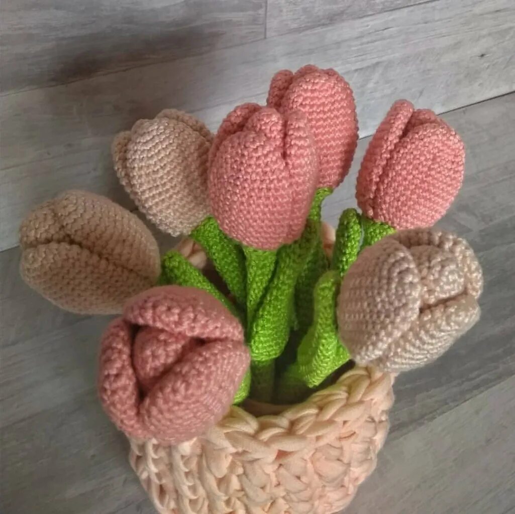 вязание крючком тюльпаны