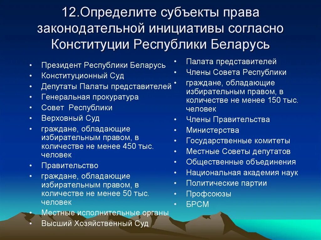 Право законодательной инициативы по конституции рф имеют. Субъекты правотворческой инициативы.