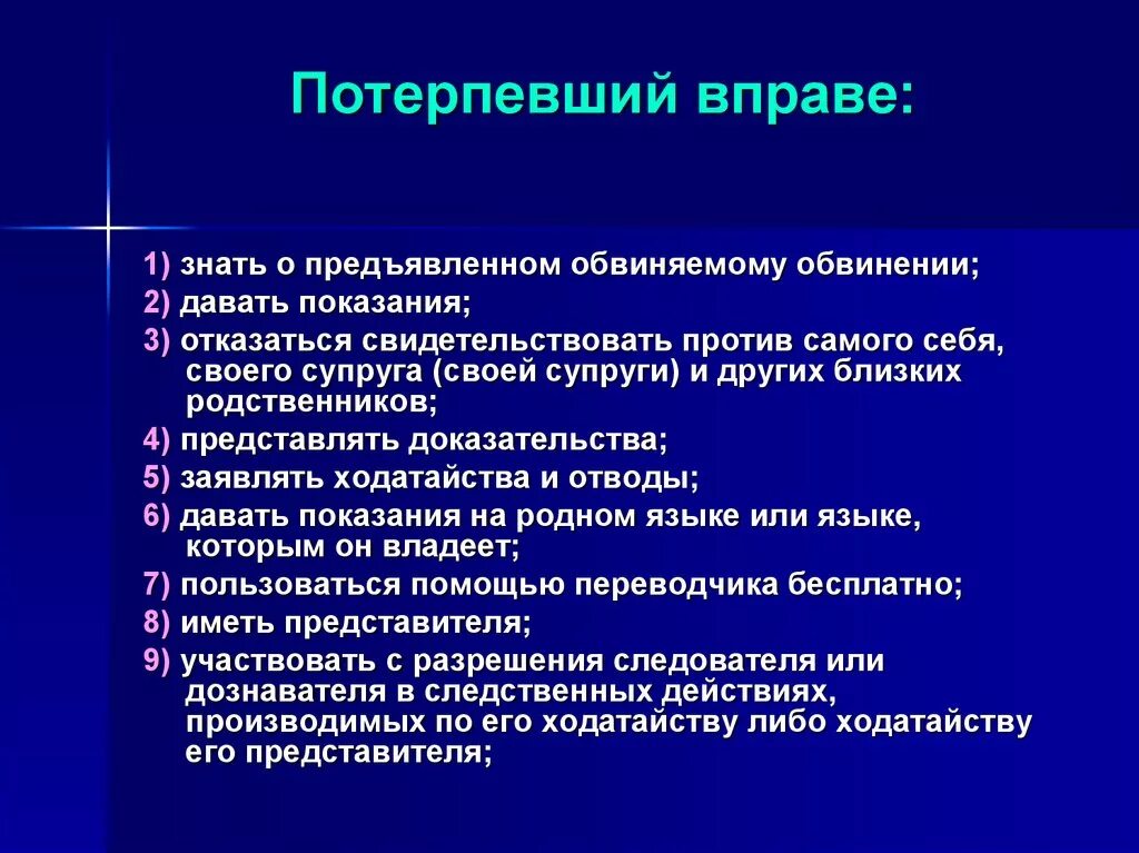 Свидетельствовать против самого себя. Потерпевший вправе. Потерпевший полномочия. Потерпевший не вправе. Потерпевший дает показания.