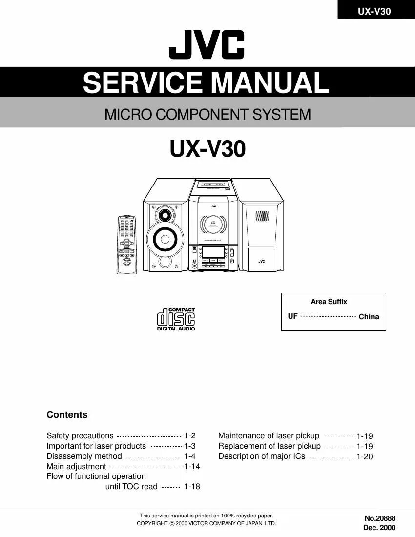 Service manual jvc. JVC UX-h30. JVC UX-g355. Micro component System JVC 2000. JVC RC-680 service manual.