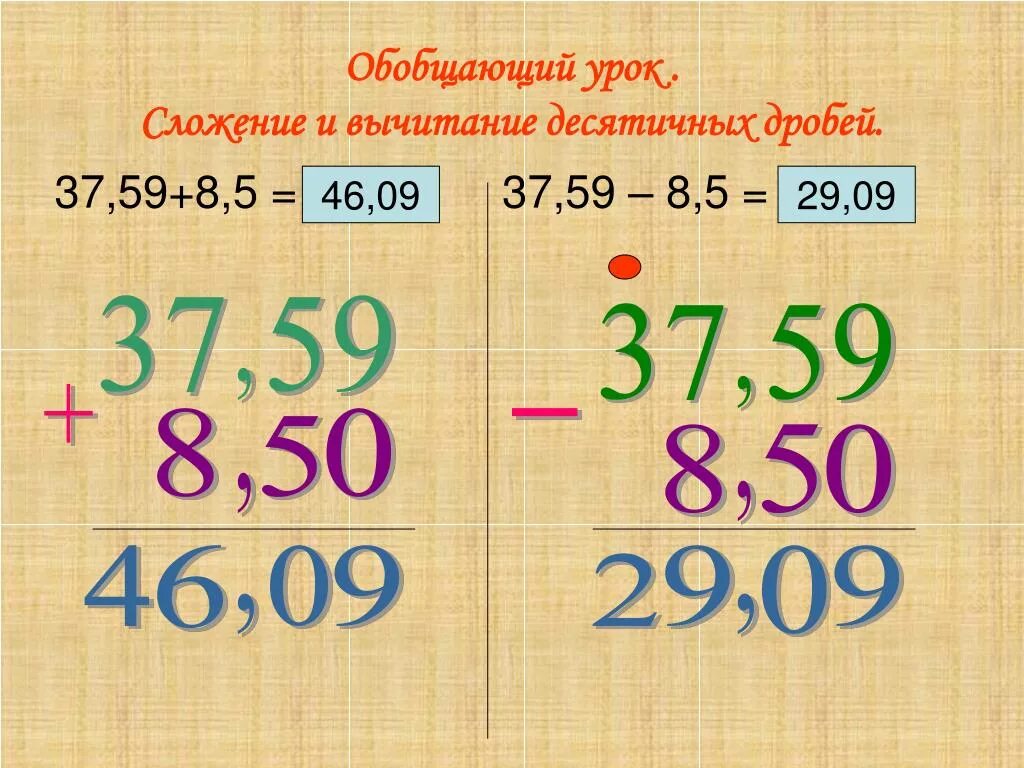 5 десятичных дробей 9 класс. Прибавление и вычитание десятичных дробей. Правило сложения и вычитания десятичных дробей. Сложение десятичных дробей. Сложение и вычитание десятичных дробей.