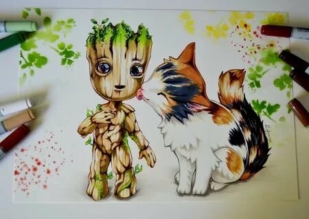 Животные нарисованные маркерами
