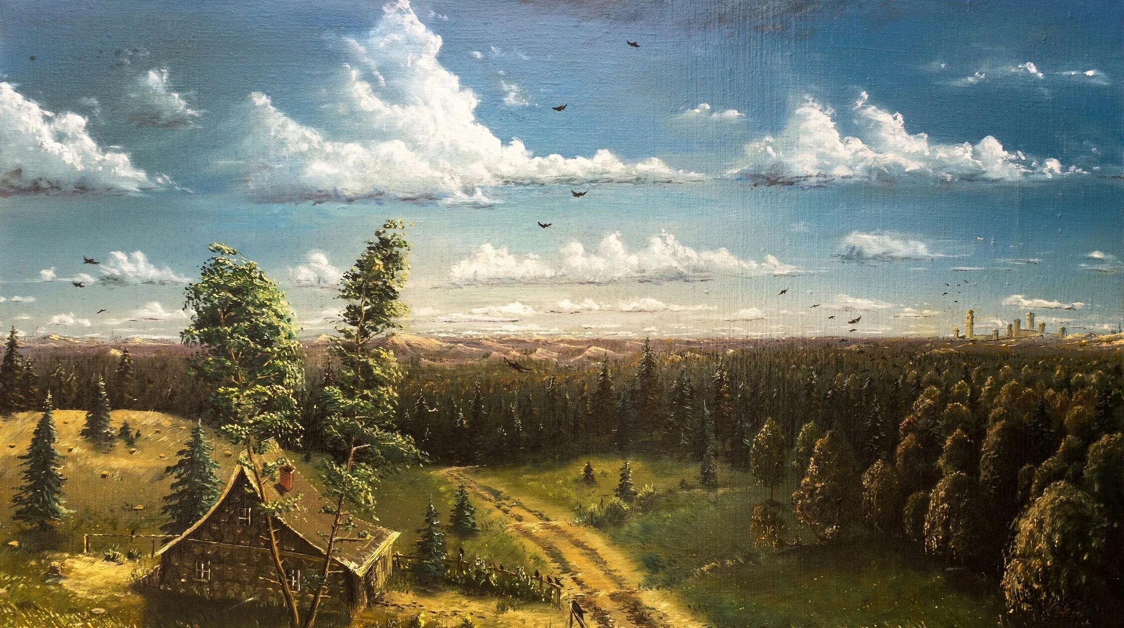 Где то за лесом избушка стояла песня
