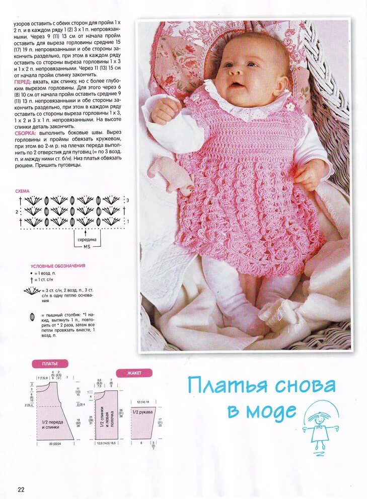 Платье для новорожденной девочки от 0 до 3месяцев. Вязание спицами для детей. Вяжем детям спицами. Вязание спицами для малышей.