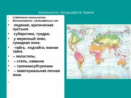 Проявление природной зональности примеры