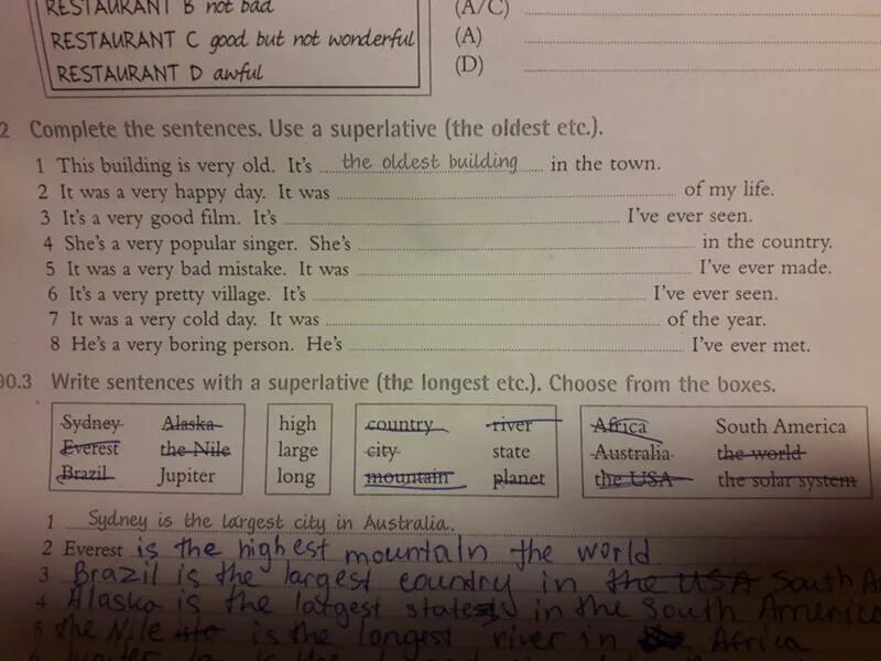 Write the comparative old older. Write sentences. Write sentences ответы with but.. Write sentences with Comparatives older etc. Complete the sentences with the Superlative.