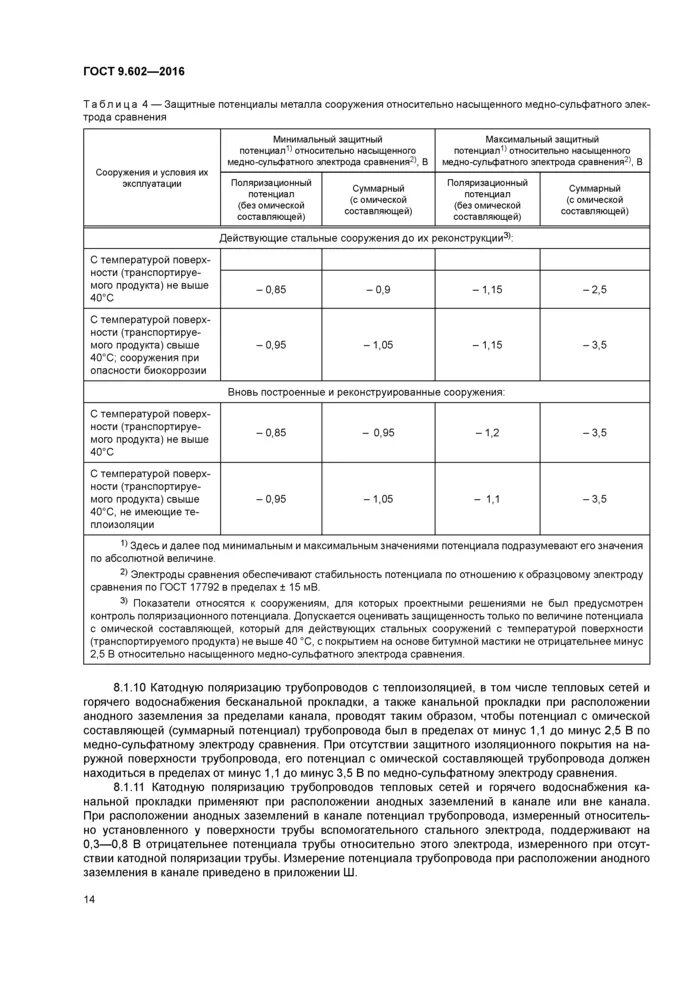 Гост 9.602 статус. Труба ГОСТ 9.602-2016. Минимальный защитный потенциал трубопровода. Защитный потенциал газопровода минимальный и максимальный. Минимальный защитный и поляризационный потенциал.