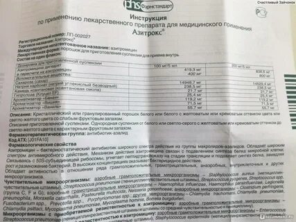 Как развести азитромицин 200 5