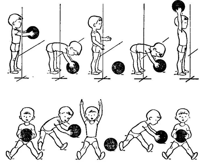 4 упражнения с мячом. Упражнение с мячом для де. Упражнения с мячом для детей. Комплекс упражнений с мячом для дошкольников. Упражнения с мячом схемы.