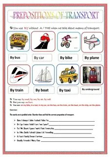 Prepositions transport exercises