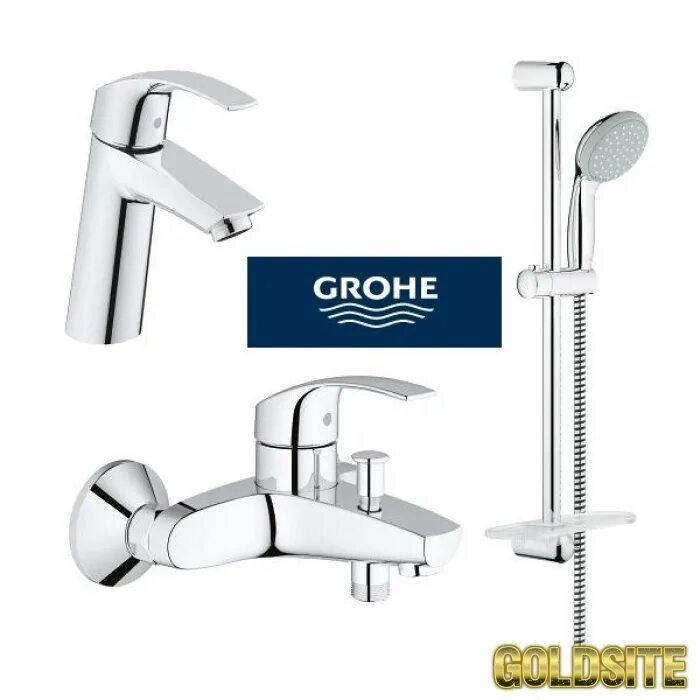 Комплект смесителей Грое Евросмарт. Набор смесителей Grohe 119822. Grohe комплект 3 в 1 смесители. Комплект смесителей Грое Евросмарт с двумя вентилями. Грой сантехника сайт