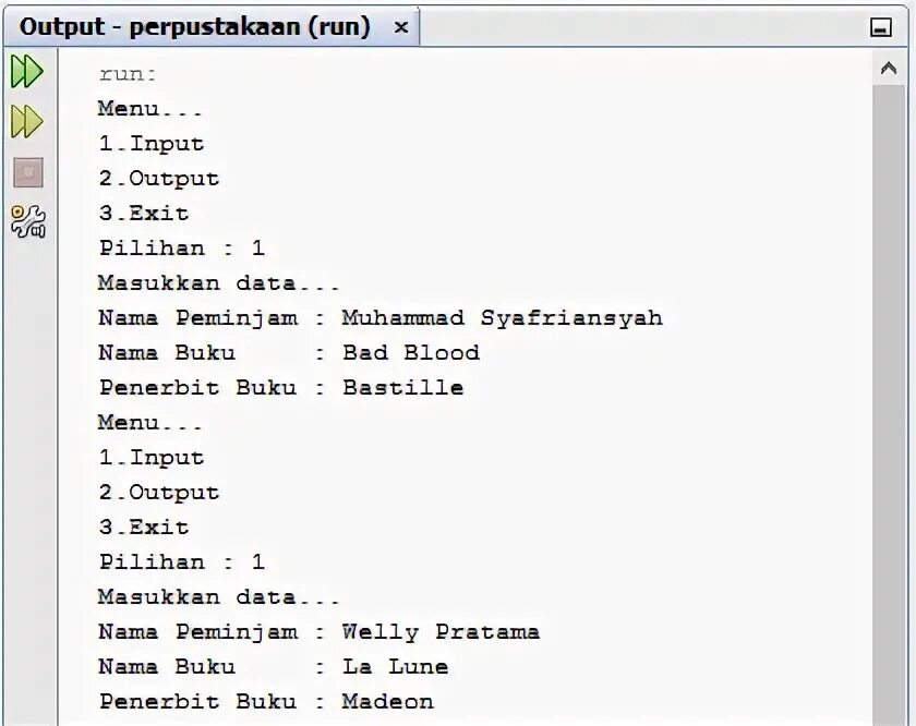 В выходной файл output txt