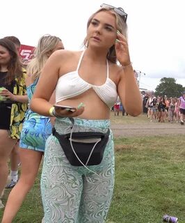 Mesh see through trousers, showing undies and pierced nips. 