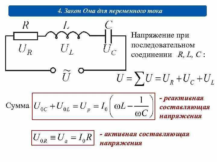 Полное напряжение цепи переменного тока. Последовательное соединение электрической цепи RLC. Электрическая цепь при последовательном соединении r,l,c. Закон Ома для переменной цепи переменного тока. Закон Ома для полной цепи переменного тока.