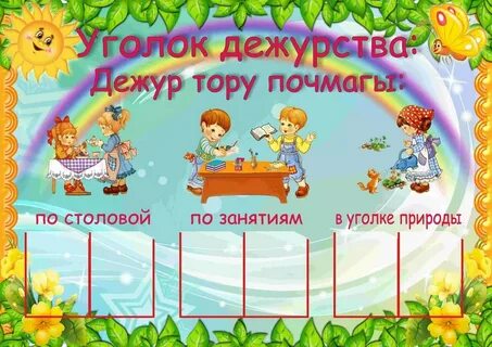Уголок дежурства в детском саду шаблон