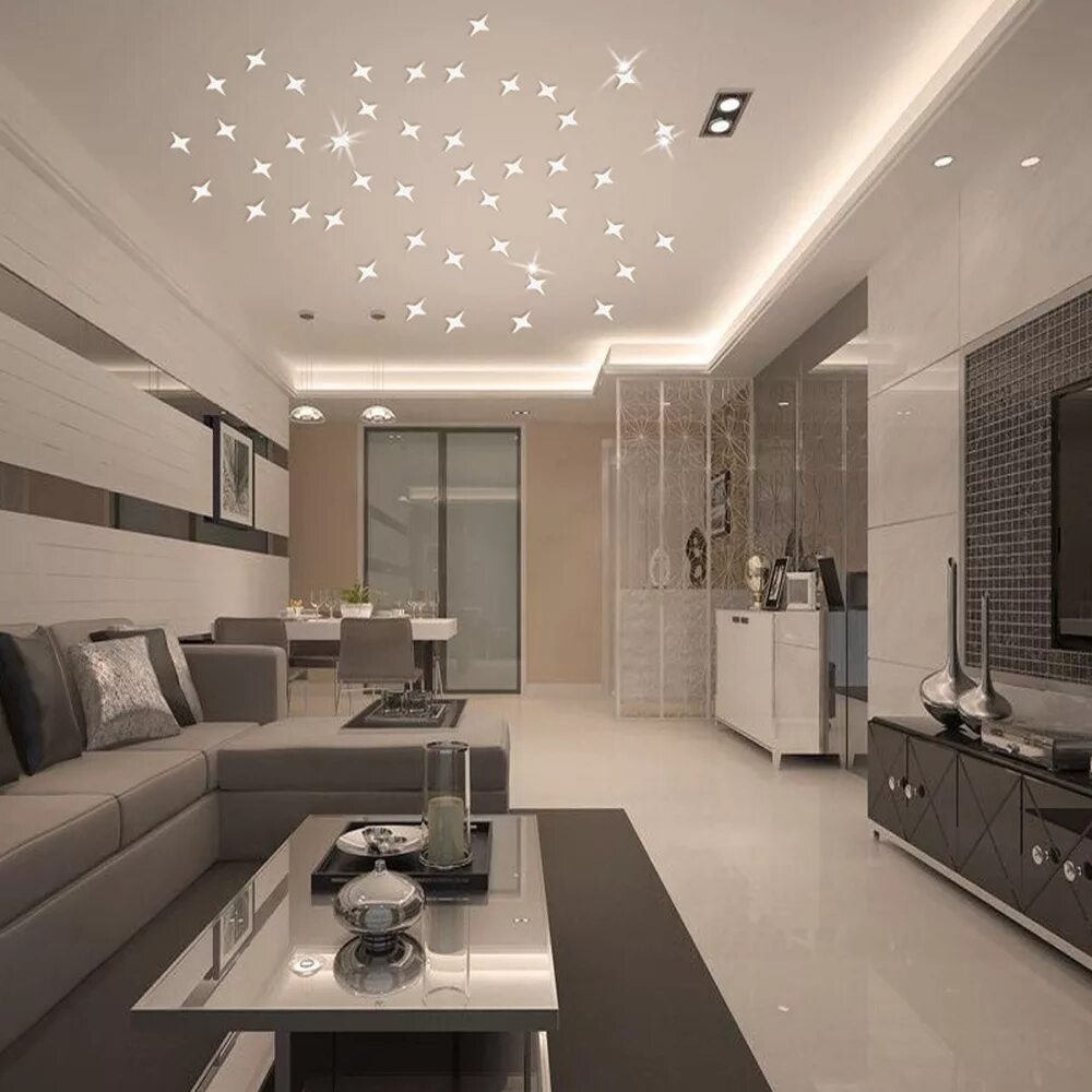 Натяжной потолок в гостиной. Стильный интерьер гостиной. Современный натяжной потолок в гостиной. Потолки 2022 модные. Красивые потолки.