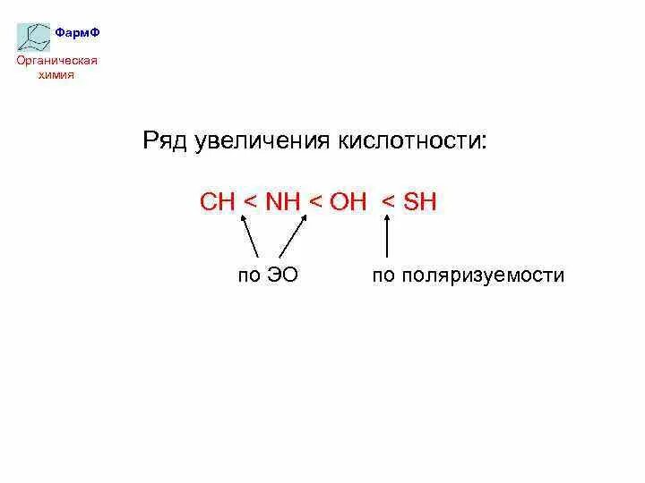 Усиление кислотности. Ряд увеличения кислотности в органике. Увеличения ohoh-кислотности. Кислотность увеличивается органика. Oh кислотность