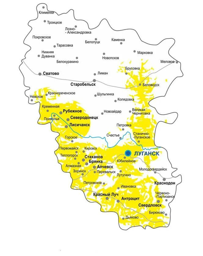 Карта где находится луганская область. Карта Луганской области подробная с городами и поселками. Районы Луганской области на карте. Карта Луганской области с поселками. Луганская область города Луганской области на карте.