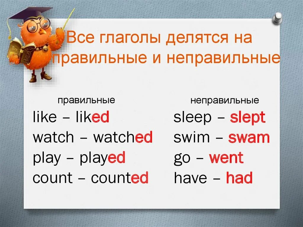 Паст симпл правильные глаголы 4 класс. На что делятся глаголы. Правильные и неправильные глаголы Sleep, Slept. Like правильный глагол. Go правильный или неправильный глагол.