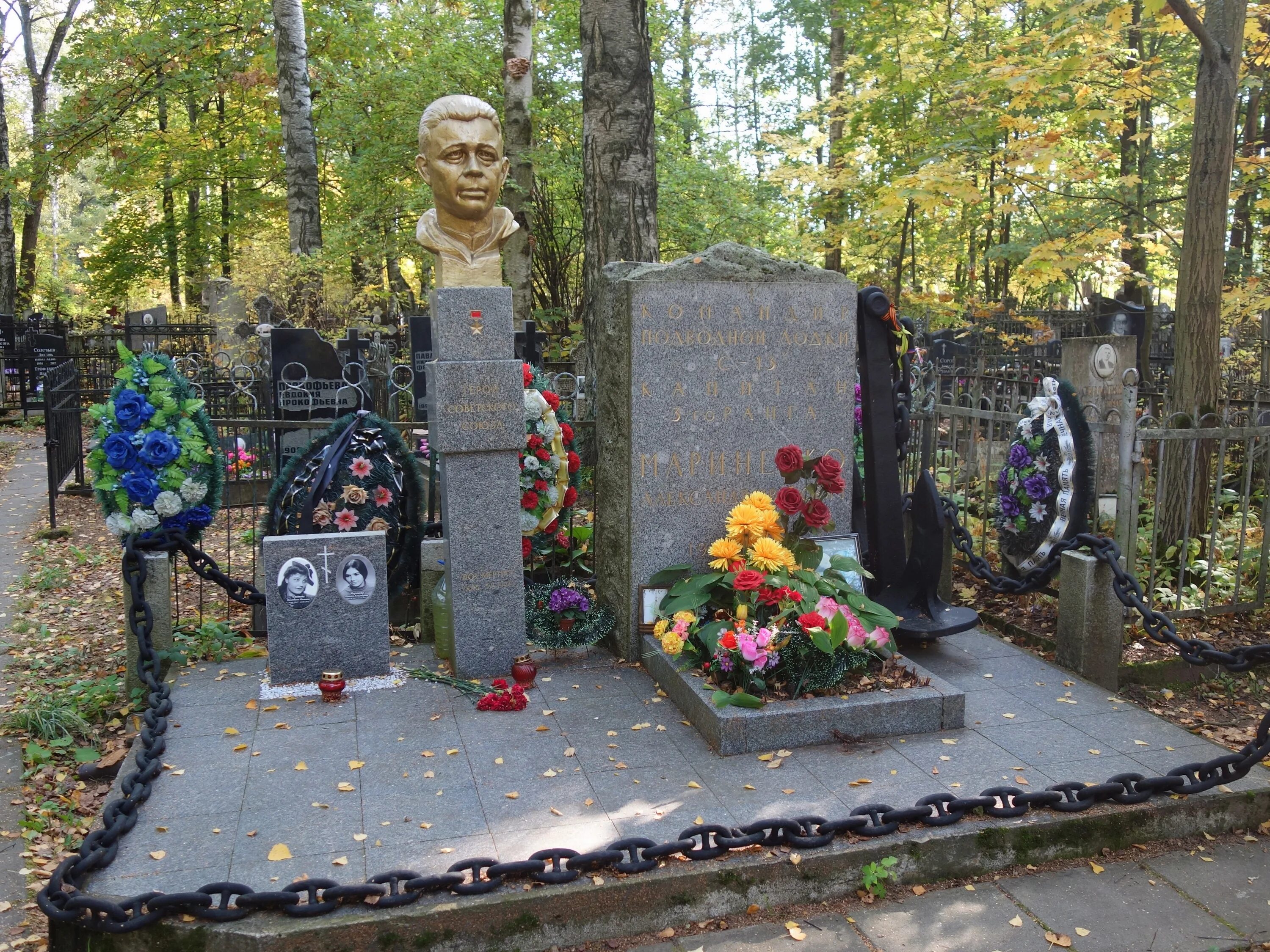 Похороненные на богословском. Богословское кладбище Санкт-Петербург. Богословское кладбище Маринеско. Могила Маринеско. Питер Богословское кладбище.