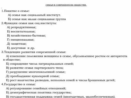 Семья как социальная группа план