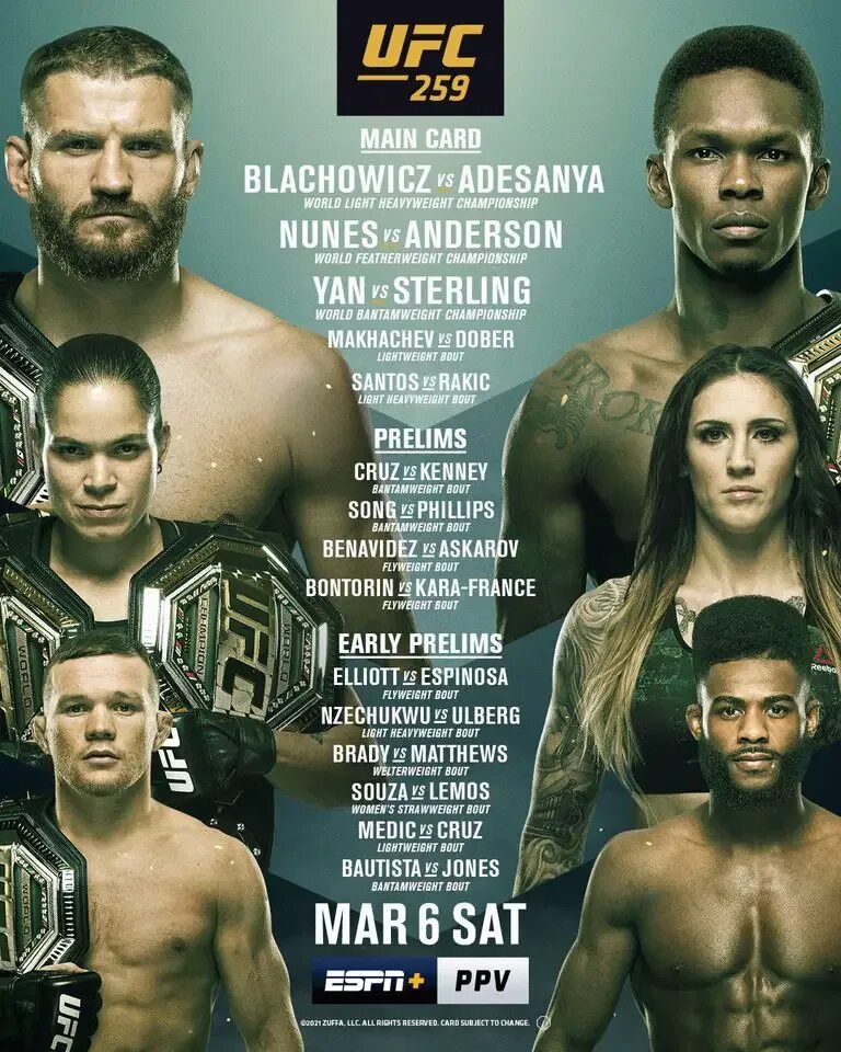 Ufc 299 дата и время