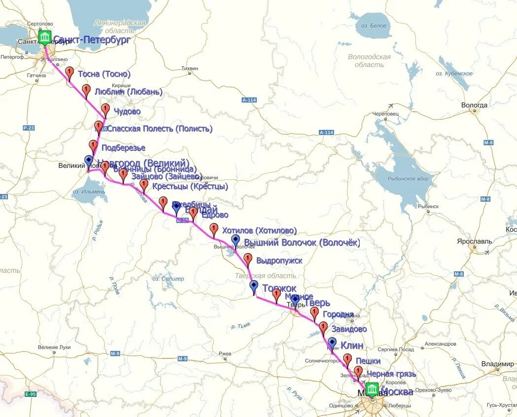 Путь из питера в москву