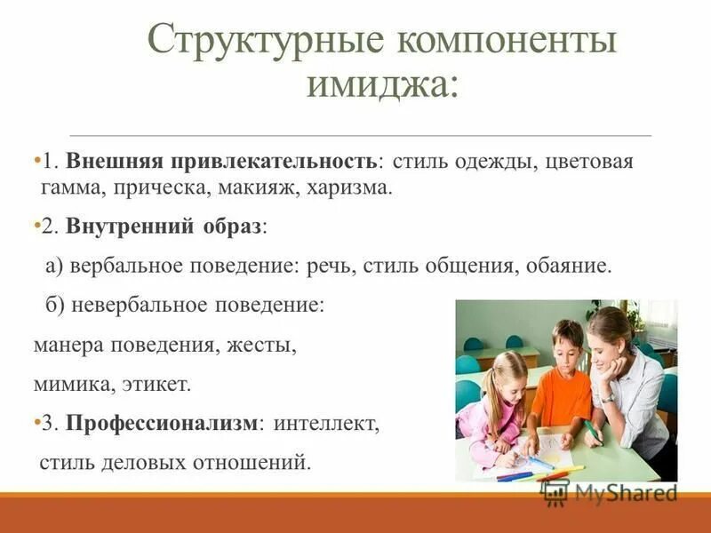 Вербальным элементом имиджа является. Структурные компоненты имиджа педагога. главные составляющие имиджа учителя. поведенческая составляющая имиджа педагога. дополните составляющие имиджа педагога поведение внешний вид и.