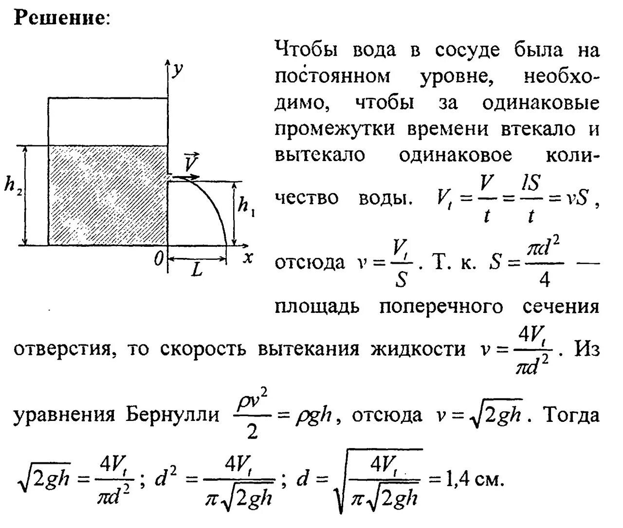 Скорость вытекания жидкости из сосуда. Вытекание воды из сосуда с отверстием. Задачи по гидрогазодинамике с решениями. Скорость вытекания воды из отверстия. В сосуд с водой вставлена трубка