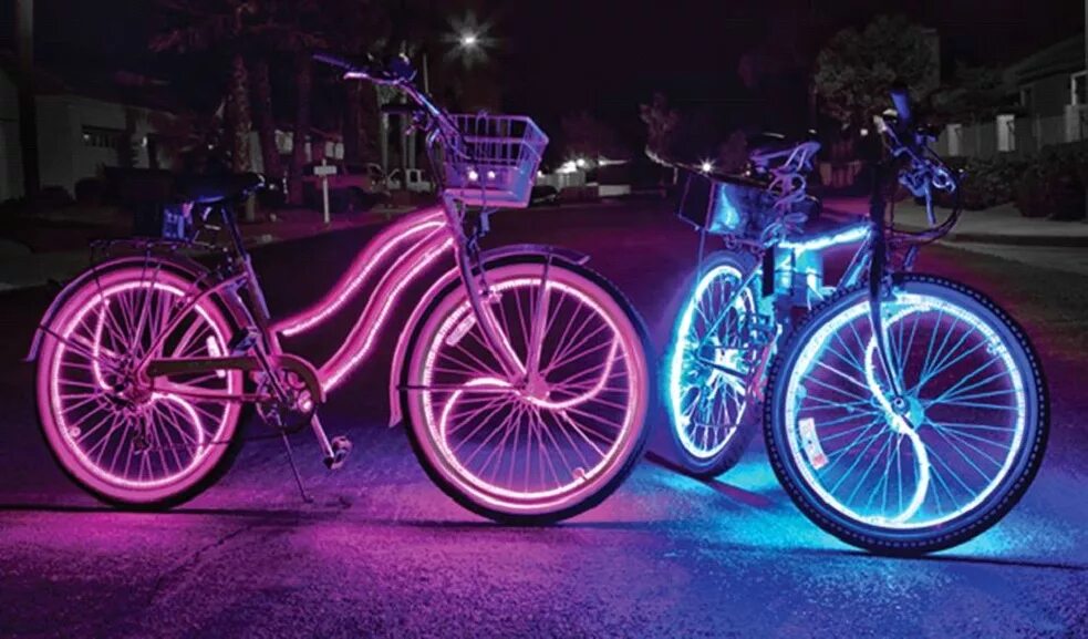 Светящийся велосипед. Неоновый велосипед. Неоновая подсветка на велосипед. Велосипед с неоновой подсветкой. Светящиеся велосипед