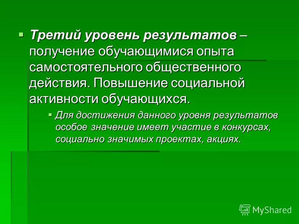 Уровень активности обучающихся