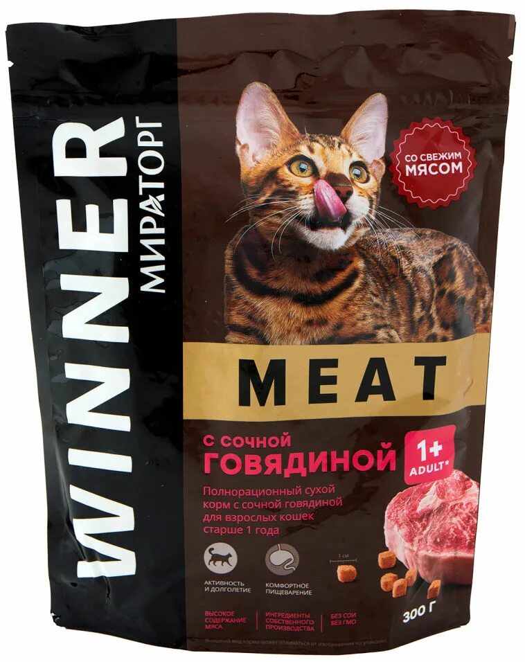 Winner meat сухой корм для кошек. Виннер мит для кошек. Сухой кошачий корм в бумажной упаковке.