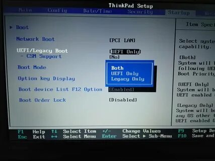 Error bios legacy boot of uefi media