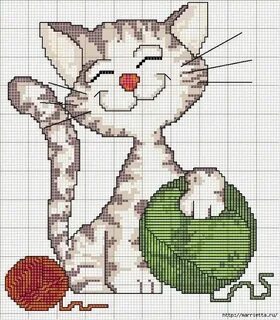 Схема вышивки кота