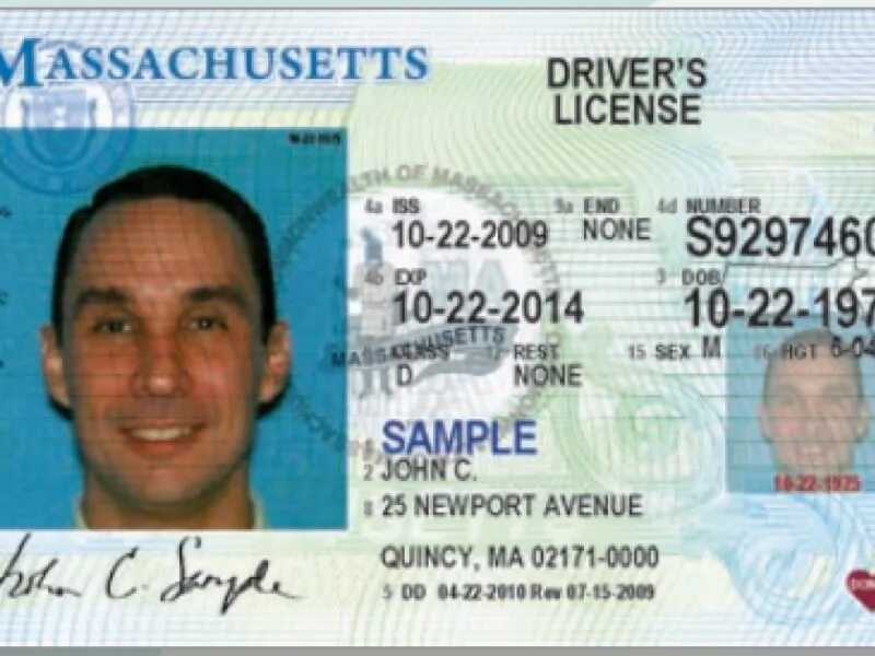 License ended. Massachusetts Driver License. Massachusetts Driver License back.